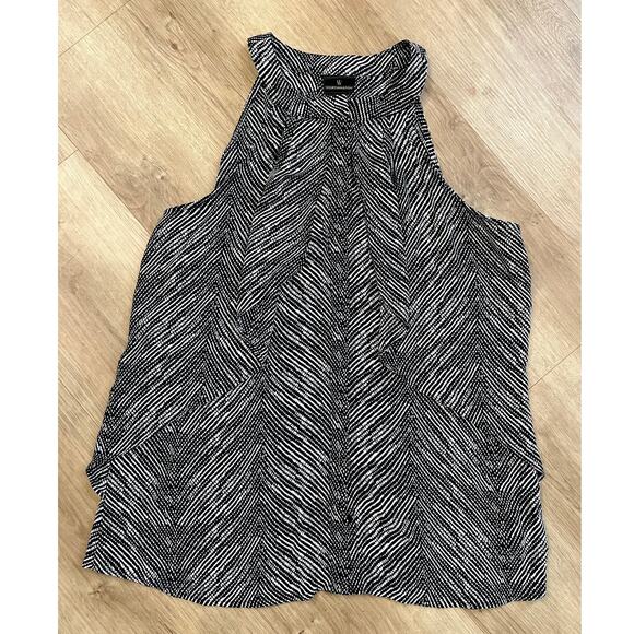 Worthington White & Black Halter Neck Ruffle Sleeveless Size M Work Top - Picture 5 of 7